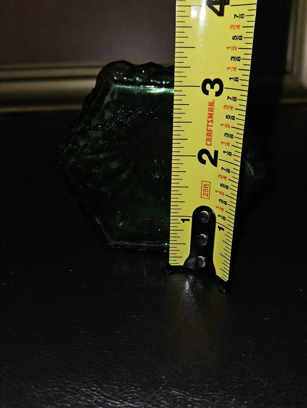 Vintage MCM Green Ribbed Glass Bud Vase w Hexagon Base 6